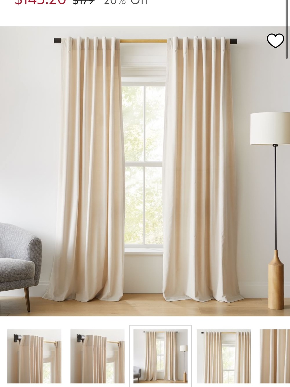 NEW West Elm Cotton Velvet Blackout Curtain Panel Sand